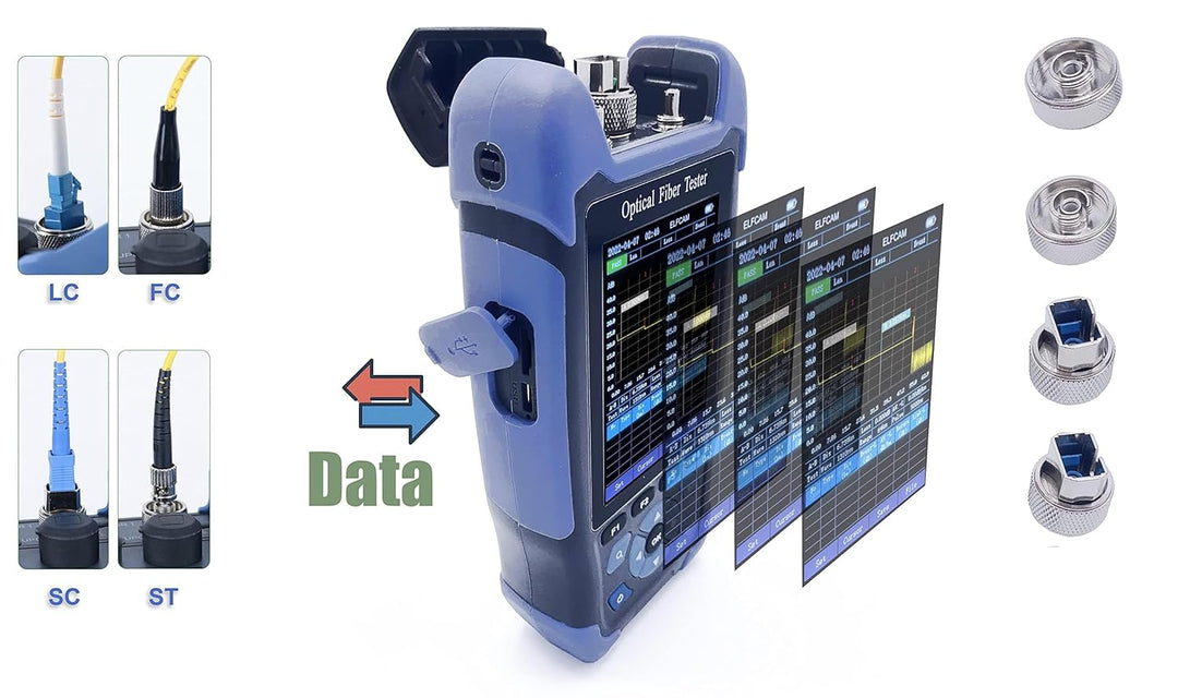 Elfcam® - OTDR für FTTH, 24dB/22dB 1310nm/1550nm, Tragbares 4 in 1 OTDR + VFL+ OPM + OLS, OTDR Glasf