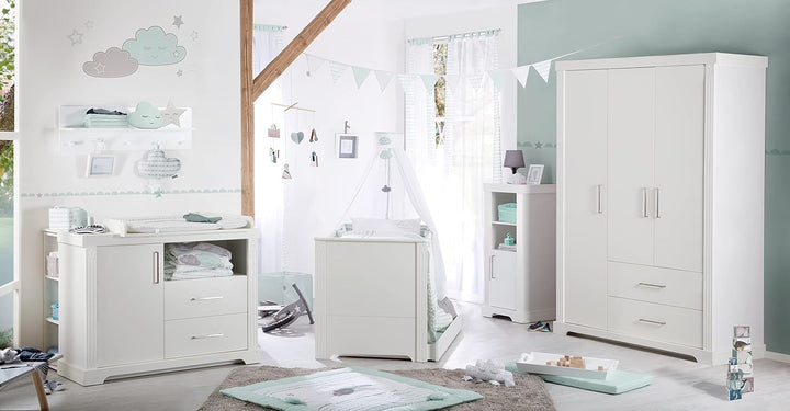 roba Möbelset 'Maxi‘, inkl. Kombi-Bett 70 x 140 cm, Wickelkommode und 3-türigem Kleiderschrank, weis