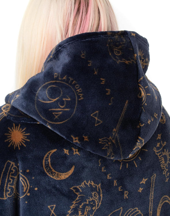 Harry Potter Vuddie Übergrosser Decken-Hoodie für Männer und Frauen, Symbole und Logo, Flauschiger F