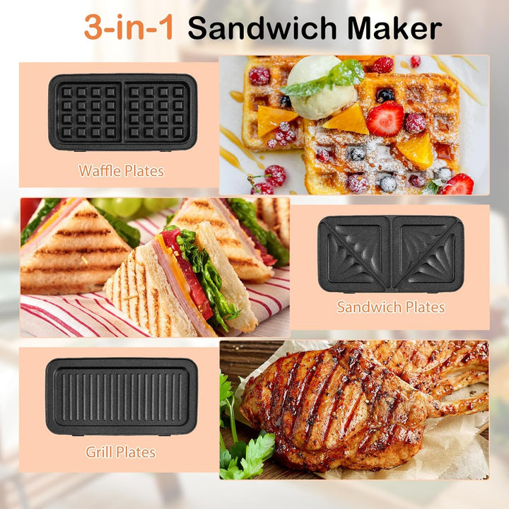 SOARS Sandwichmaker 3-in-1, 1200 W, elektrische Panini-Maschine mit 5 einstellbaren Temperaturen, do