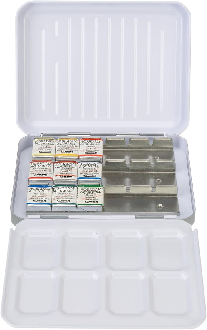 Schmincke - HORADAM® AQUARELL, Exceptional Colours Set, 9 x 1/2 Näpfchen, 74 643 097, Metallkasten,