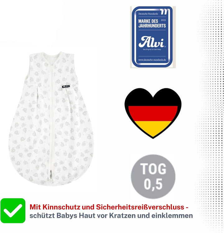 Alvi Schlafsack Baby Mäxchen light I leichter Babyschlafsack ärmellos I Sommerschlafsack Jungen und