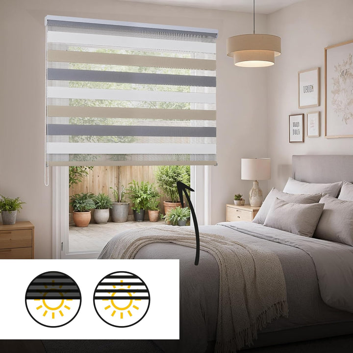 STORESDECO Doppelrollo, Duo Rollo für Fenster und Türen, Zebra Rollo Lichtdurchlässig und verdunkeln