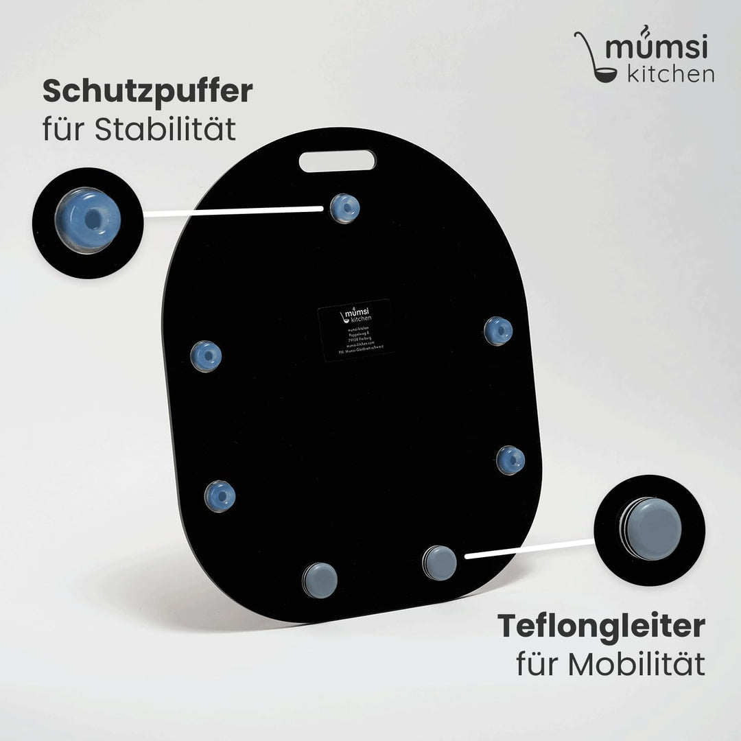 Gleitbrett für Thermomix TM6 & TM5 in schwarz - Hochwertiger Gleiter aus Premium Acrylglas – Rollbre
