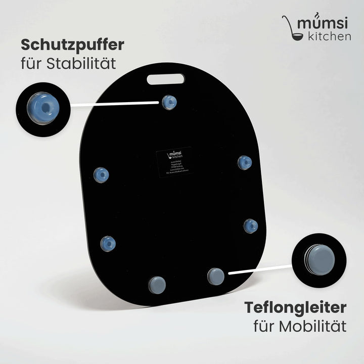 Gleitbrett für Thermomix TM6 & TM5 in schwarz - Hochwertiger Gleiter aus Premium Acrylglas – Rollbre