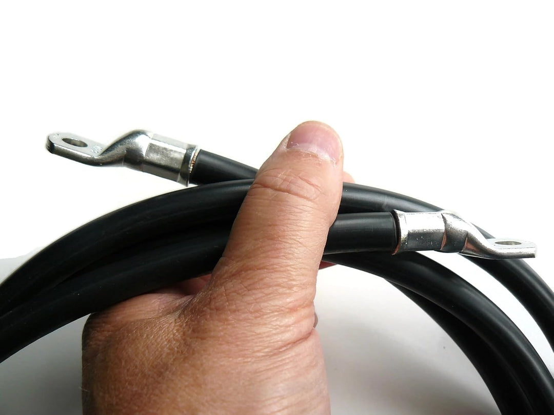 Exoda Batteriekabel 50 mm² 2,5m Schwarz mit M8 Kabelschuhen flexibles 99 Prozent Kupferkabel für zuv