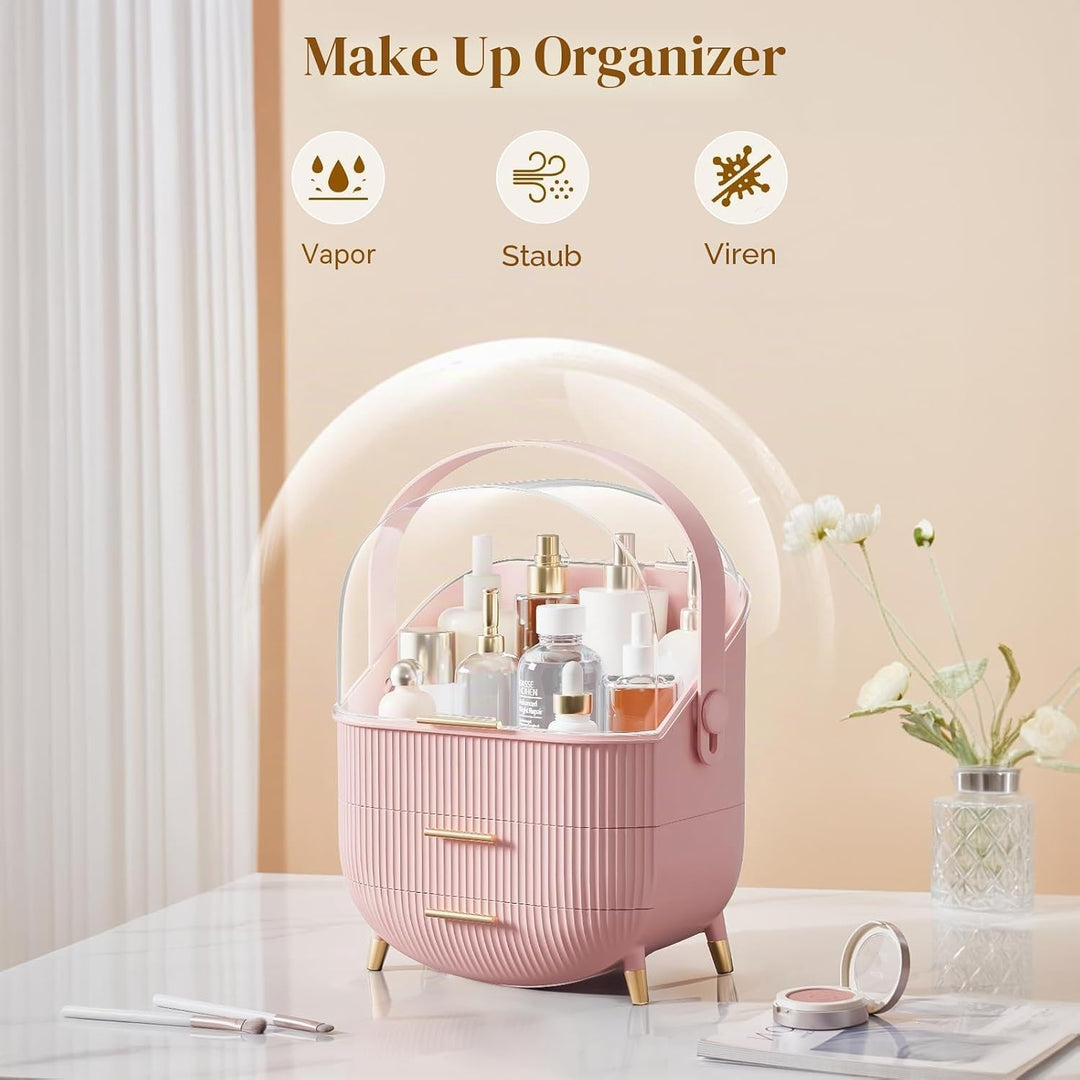 Make-up-Organizer-Aufbewahrungsbox, Kosmetik-Display-Etui mit transparentem Deckel, staubdichte wass