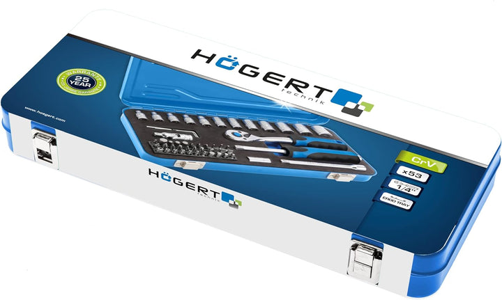 Högert Technik - Werkzeugset I Steckschlüsselsatz | Ratschenkasten Werkzeugkoffer | Werkzeugsatz Wer