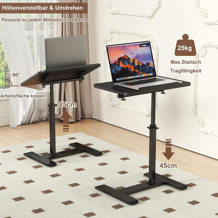 Beistelltisch C Form Höhenverstellbar, 360°Drehbar Laptop Stand Sofa Beistelltisch, Mobiler Couchtis