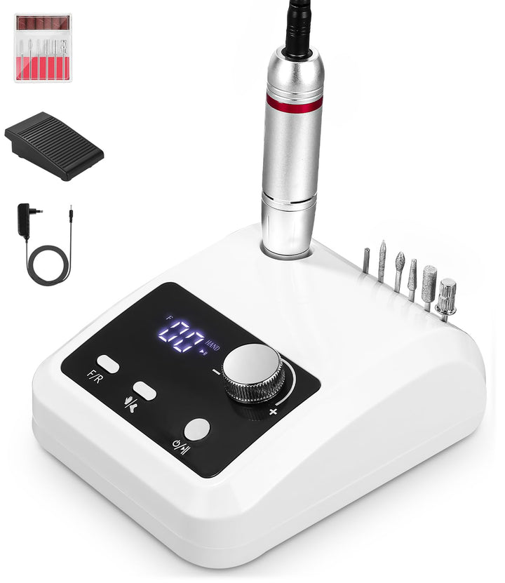 Kixolo Nagelfräser für Gelnägel, Nagelfräser Professionell 45000 U/Min, 6 in 1 Fräser Nägel Mit Peda