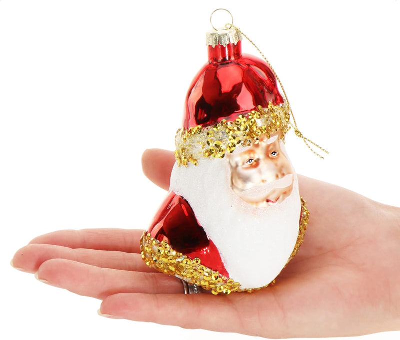 com-four® 3X Premium Christbaumschmuck - Weihnachtsmann aus echtem Glas - besondere Baumkugeln als W