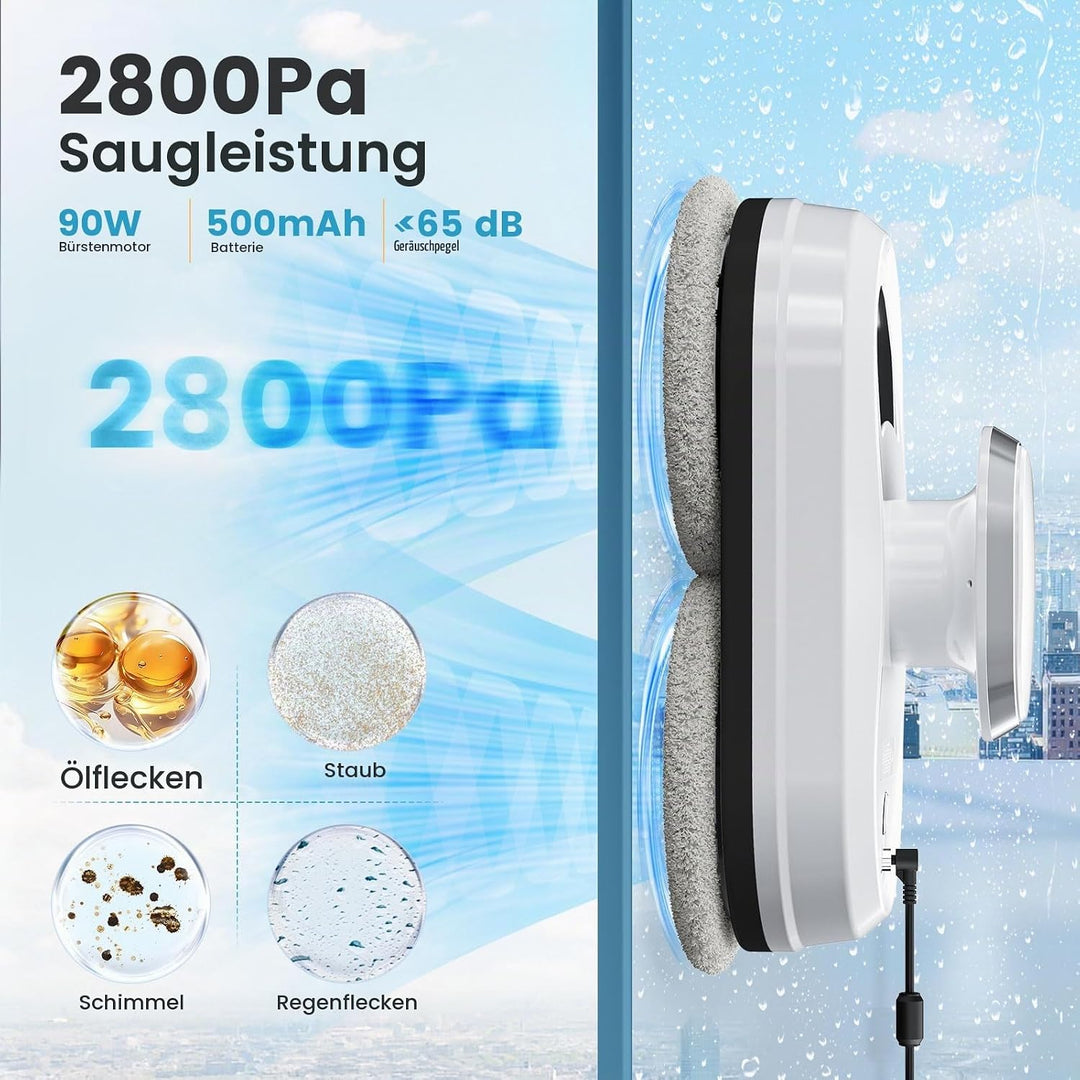 Fensterputzroboter 3000 PA 0.35m/min Saugleistung Glasreinigungsroboter Elektrischer Fensterreiniger