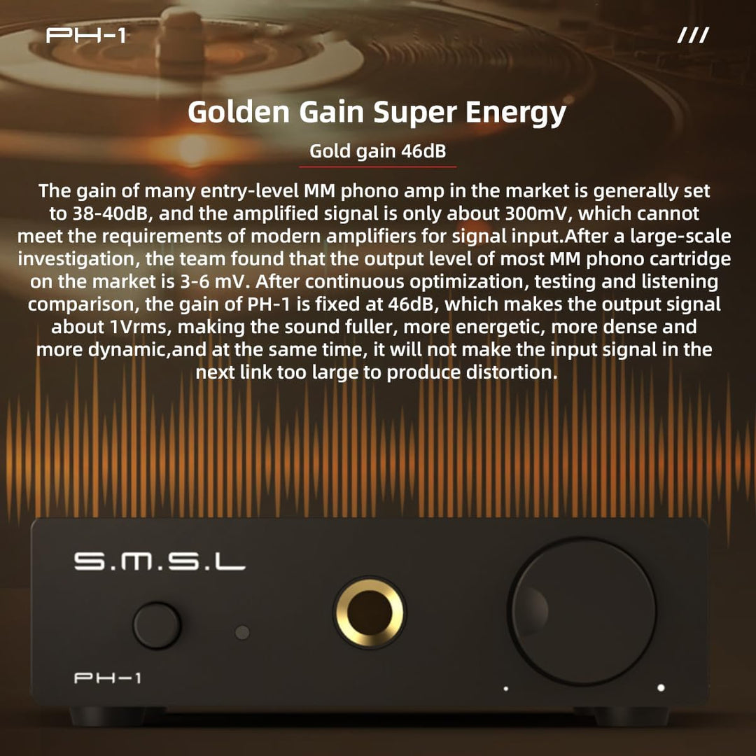 SMSL PH-1 MM Phono Vorverstärker, Phono Verstärker Für Plattenspieler Phonograph Aktive Lautsprecher