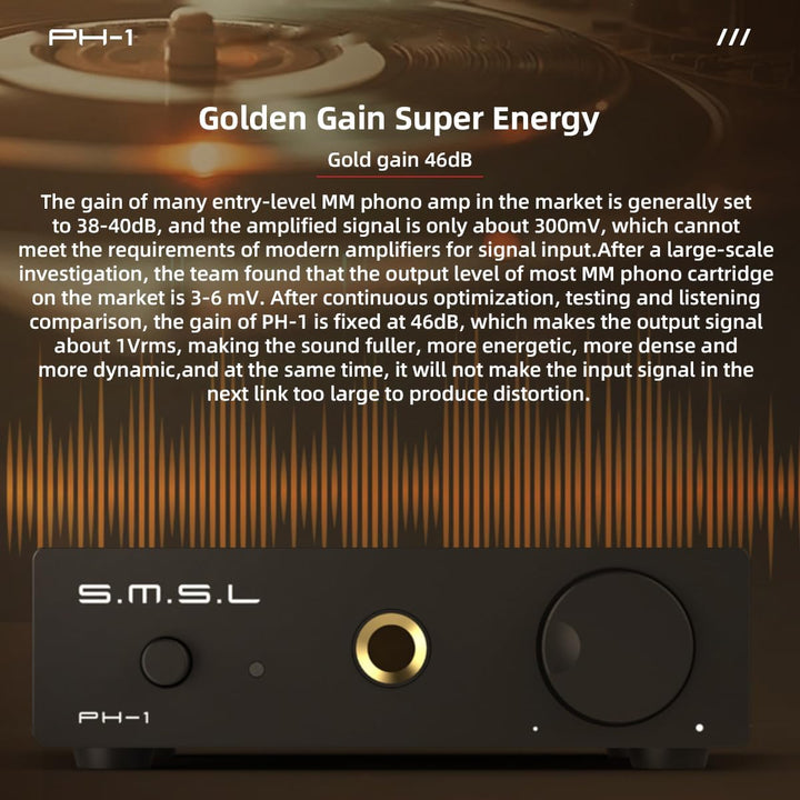 SMSL PH-1 MM Phono Vorverstärker, Phono Verstärker Für Plattenspieler Phonograph Aktive Lautsprecher