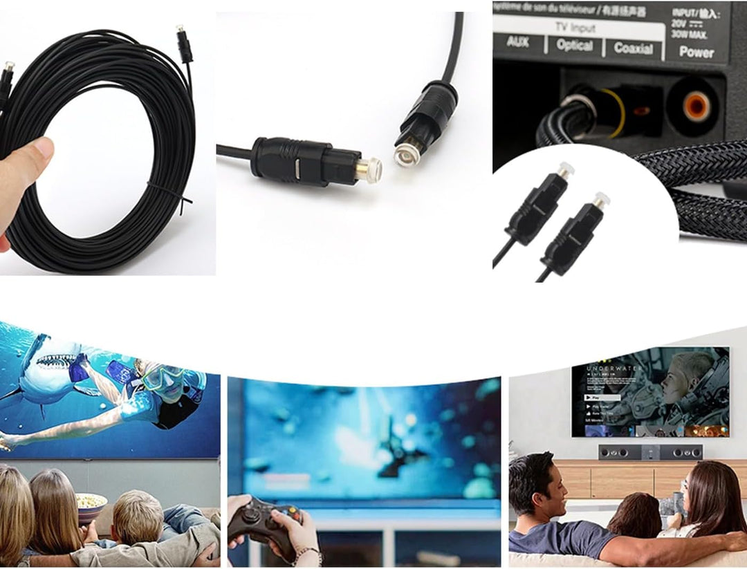 Pxyelec 30M Schwarz SPDIF Toslink-Kabel für digitales Glasfaser-Audio für Heimkino, Digitalfernsehen