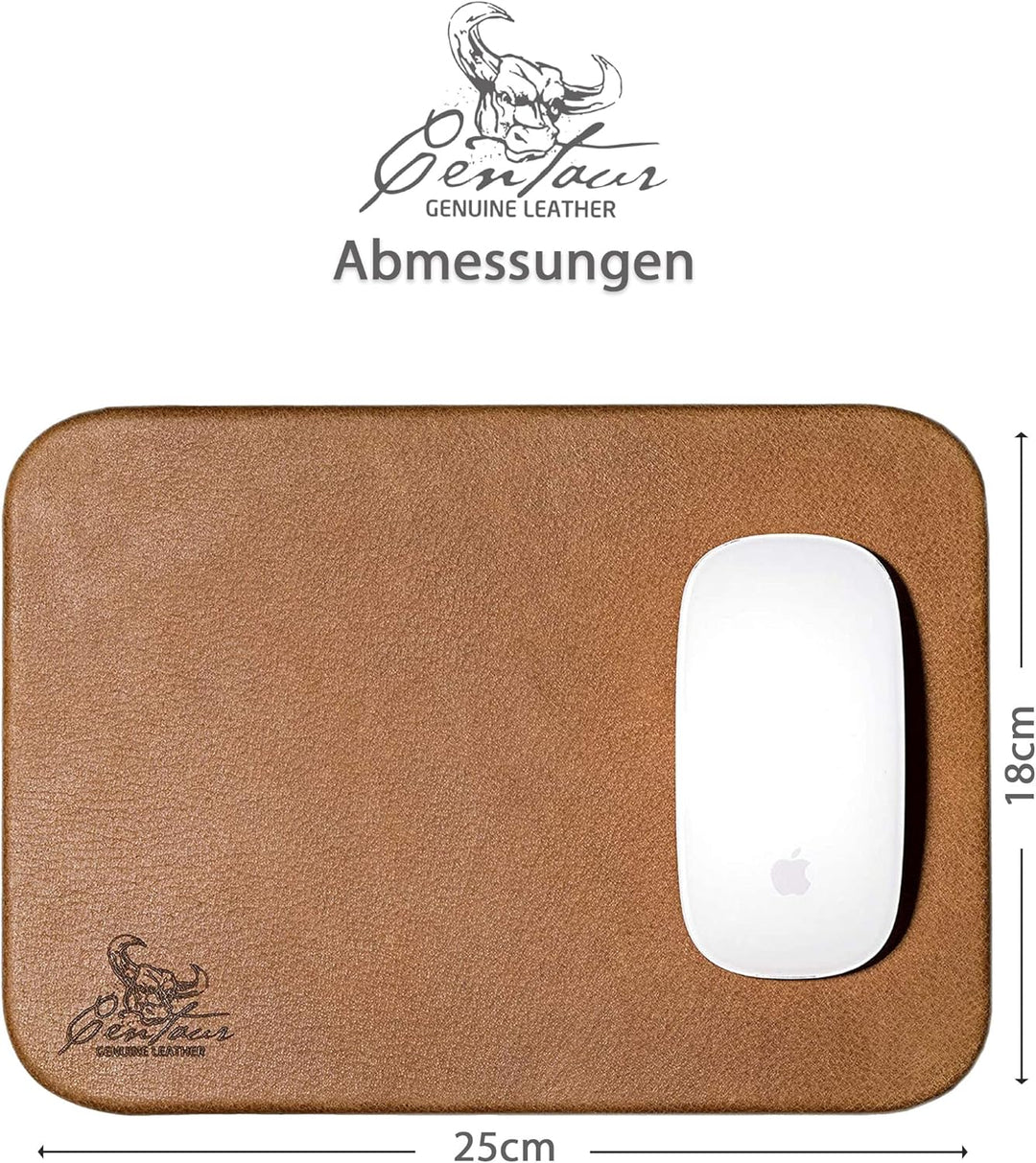 Centaur - Hochwertiges Leder Mousepad 25x18 cm Cognac Vintage - Vintage Mauspad aus echtem Leder - U
