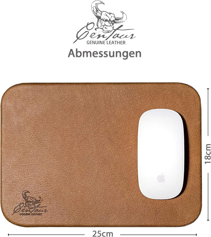 Centaur - Hochwertiges Leder Mousepad 25x18 cm Cognac Vintage - Vintage Mauspad aus echtem Leder - U