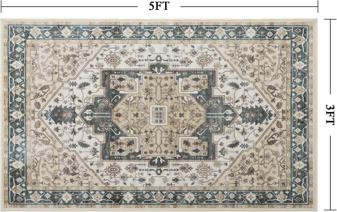 Carvapet Läufer Teppich 90x150cm rutschfest Lang Küchenteppich Waschbar Dünner Teppiche Gegend Vinta