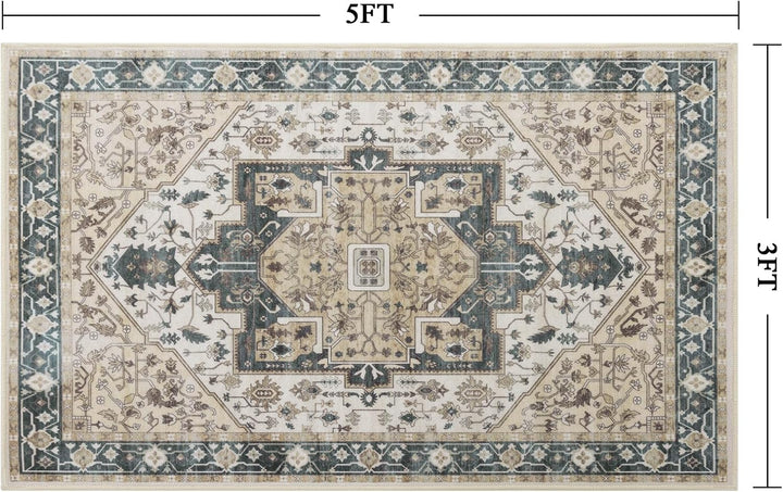 Carvapet Läufer Teppich 90x150cm rutschfest Lang Küchenteppich Waschbar Dünner Teppiche Gegend Vinta