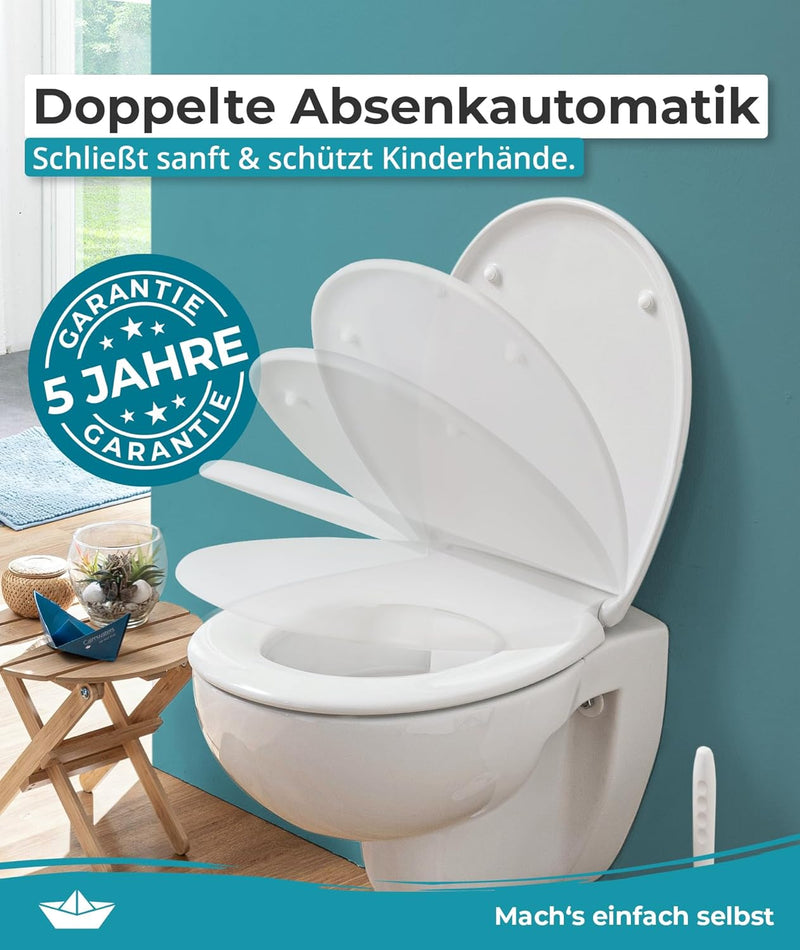 Calmwaters® Premium WC Sitz bis 250 kg, Made in EU, Toilettendeckel aus antibakteriellem Duroplast,