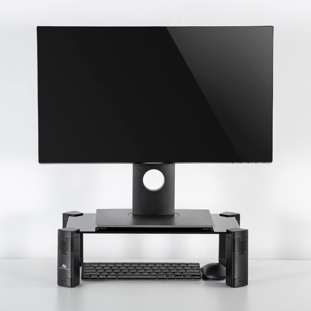 Maclean MC-934 Monitorständer Höhenverstellbarer Bildschirmständer Laptopständer Gehärtetes Glas Mon