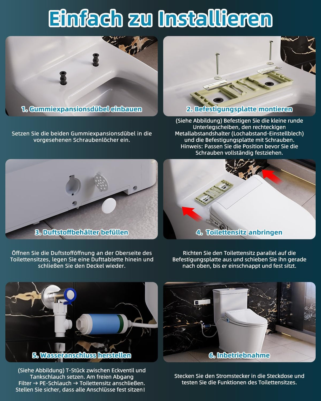 Smart WC-sitze mit Warmwasser und Trockner, Bidet Toilettensitz mit Düse, Japanische Toilette Sitz B