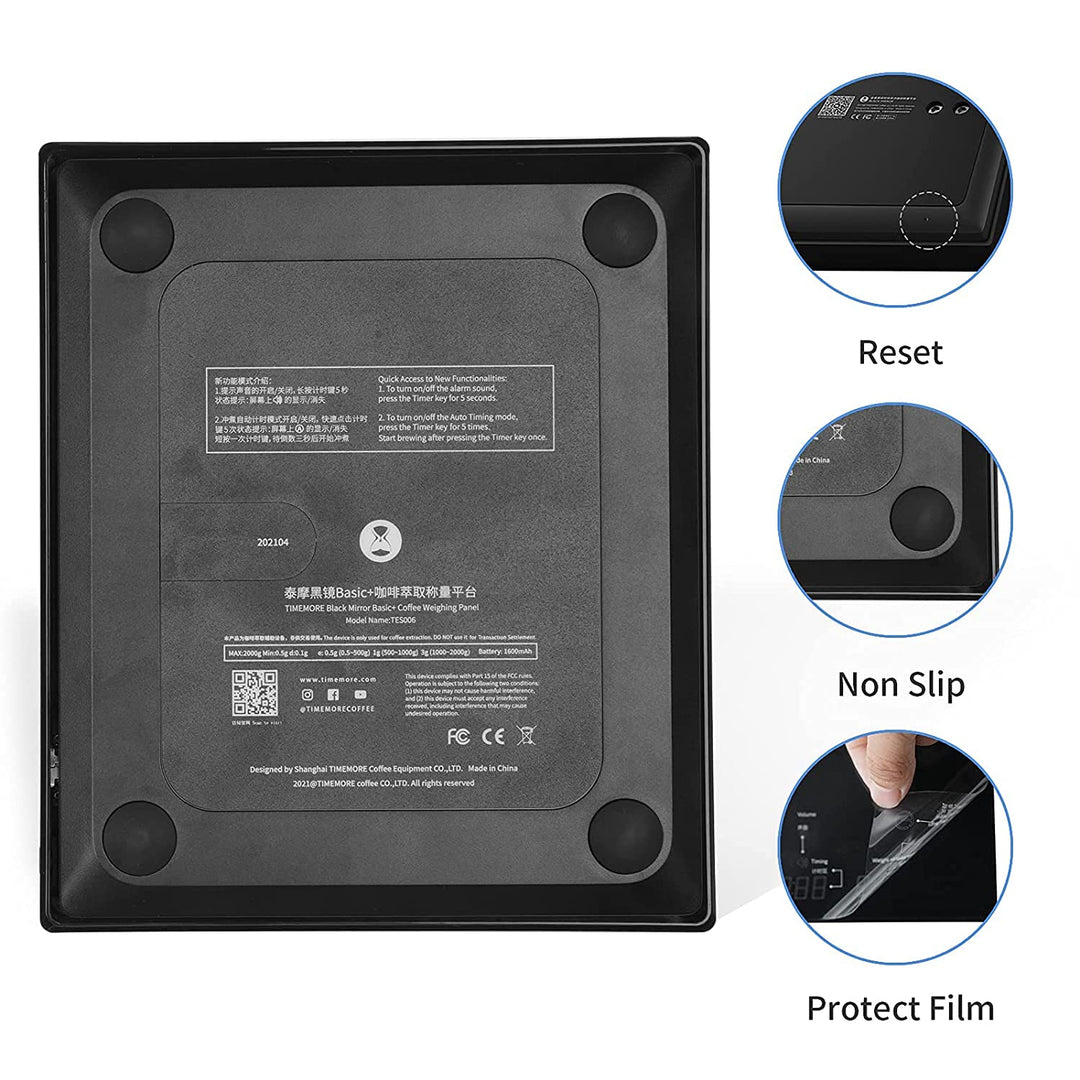 TIMEMORE Kaffeewaage, Espresso-Waage, Digitale Kaffeewaage mit Timer, 2000 g (Schwarz), Schwarz