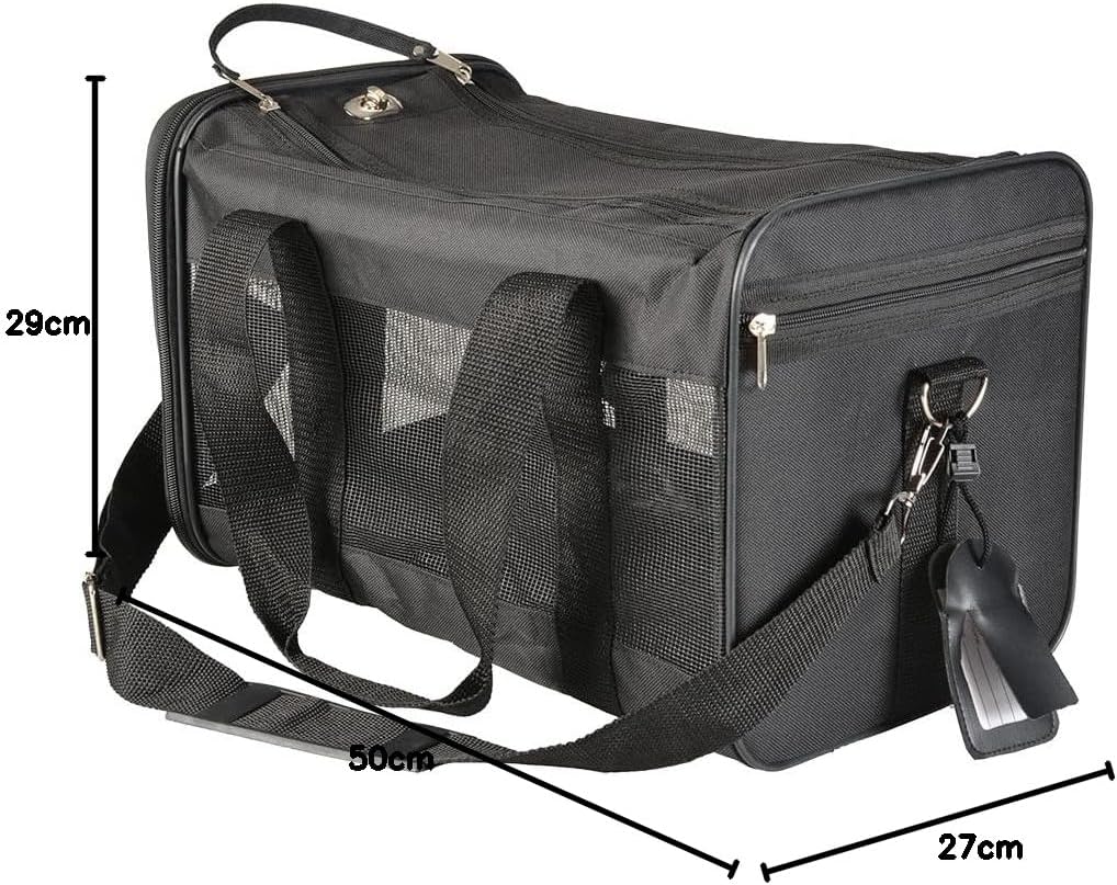 Reisetasche Nylon M – 50 x 27 x 29 cm – max. 7 kg, Schwarz, Transport, Schwarz, Hund