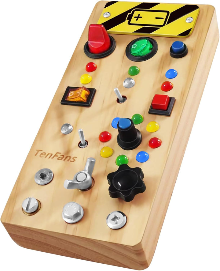 TenFans Busy Board Montessori Spielzeug mit LED-Lichtschalter und Schraubendreher-Tools - Sensorisch
