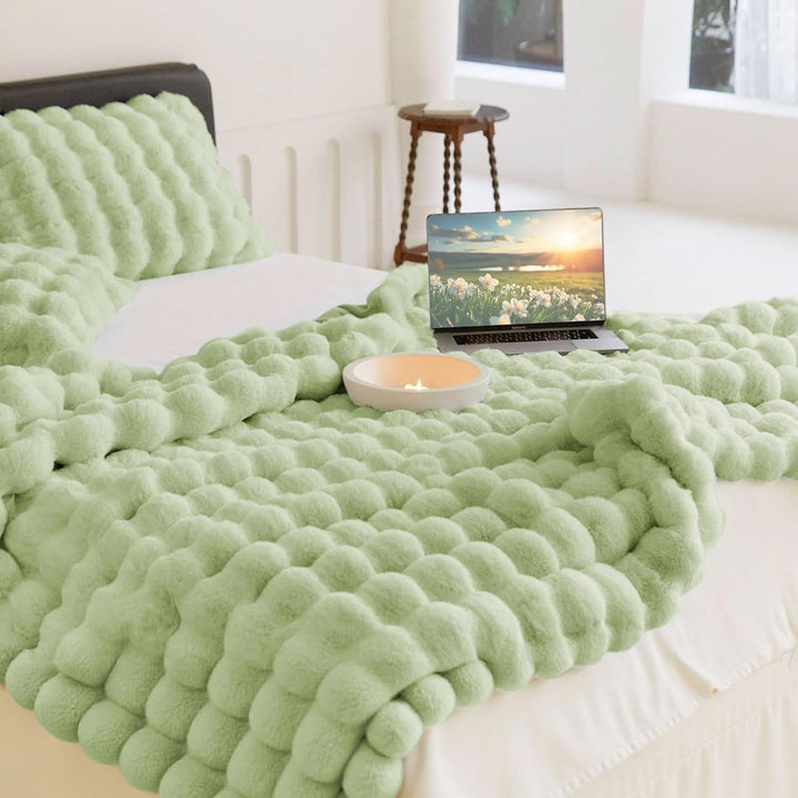 Kuscheldecke 200x230 cm, Kaninchen Plüsch Decke, Super Soft Wohndecke Dick 1000GSM Couchdecke Warme