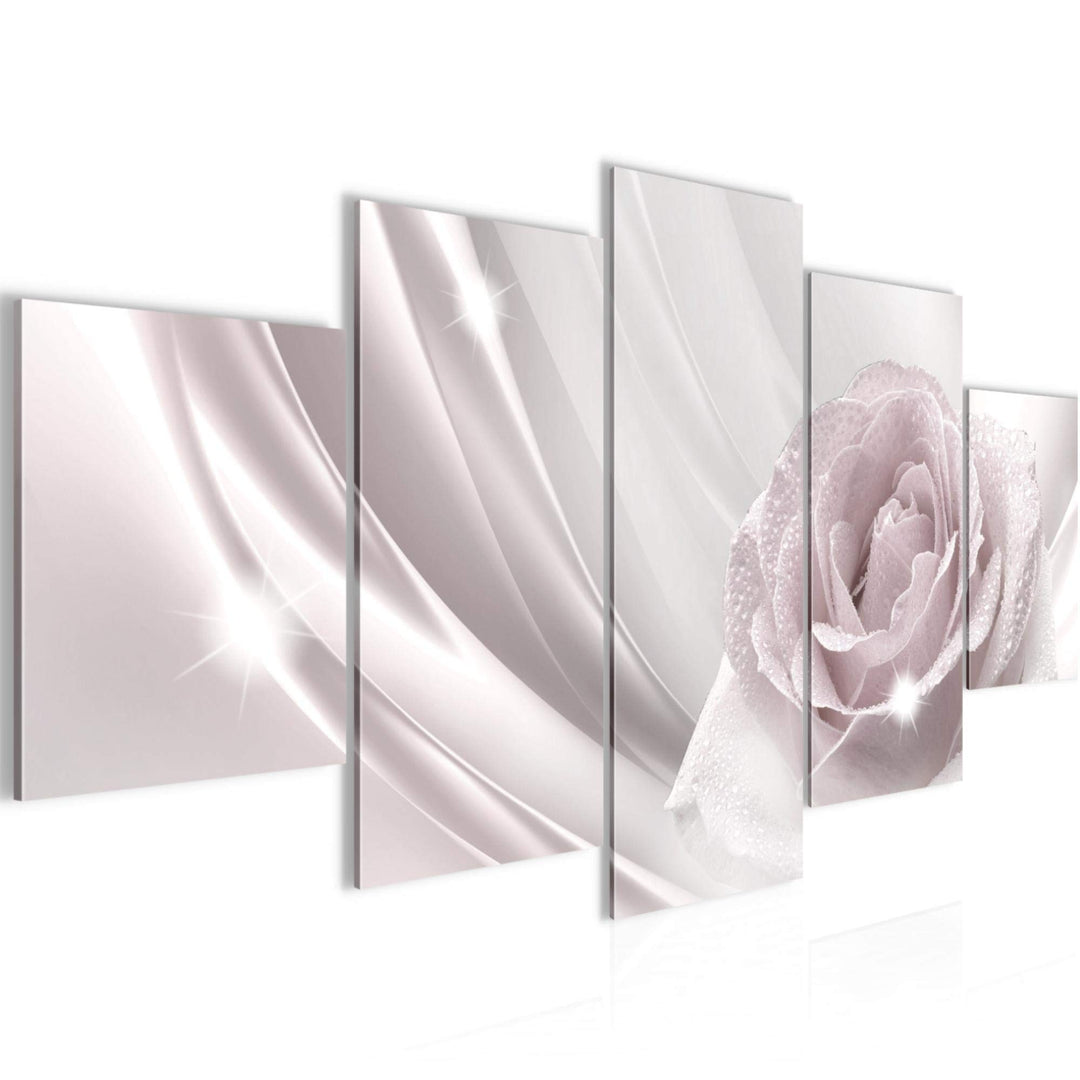 Runa Art Wandbilder Blumen Rose 5 Teilig Bild auf Vlies Leinwand Deko Wohnzimmer Abstrakt Beige Grau
