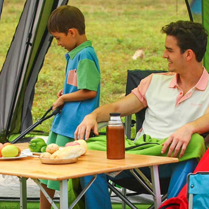 KingCamp Bambus Falt Tisch Camping Klapptisch Garten Alu Holz 3 Höhen Verstellbar