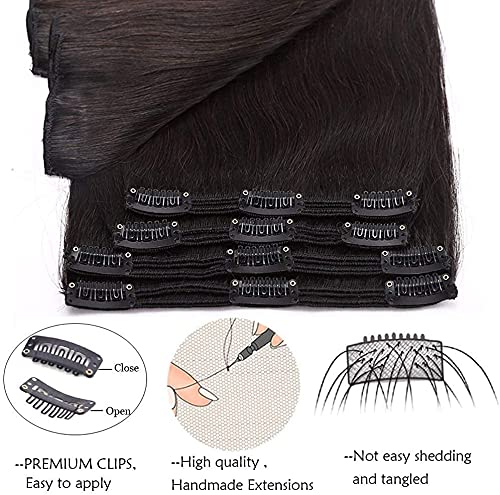 SEGO Clip in Extensions Echthaar 8 Tressen Doppelt Tressen Haarverlängerung 100% Remy Human Haar für