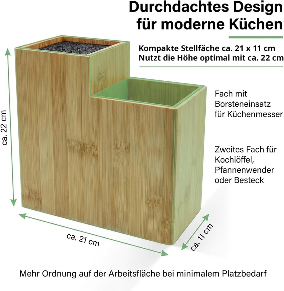 Presar Bambus Messerblock ohne Messer - Holz Messerhalter & Organizer für Küchenmesser, Besteck, Koc