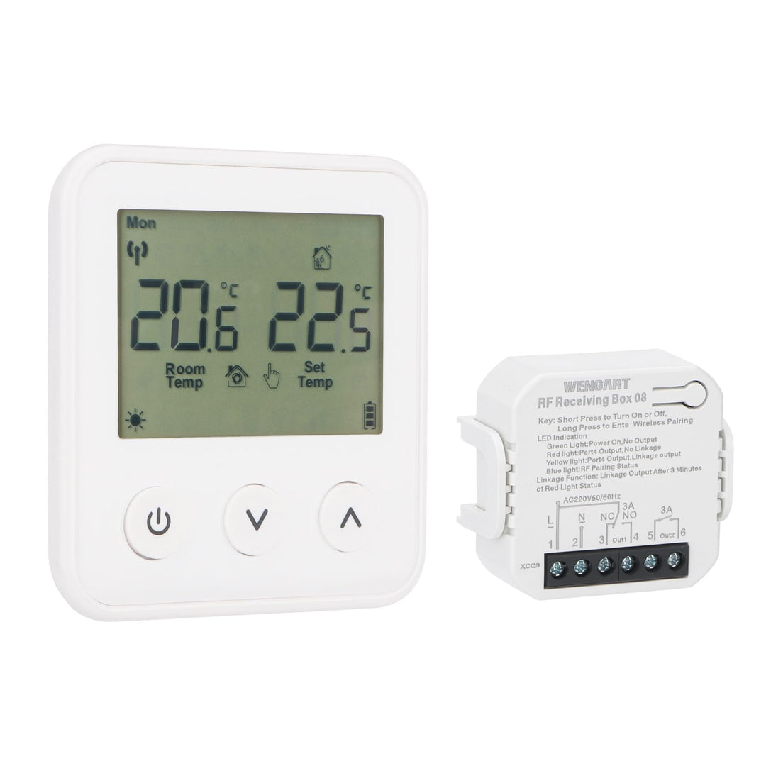 Wengart Wireless Thermostat & Empfänger WG01RF, Programmierbares LCD-Display Arbeiten für Strahlende