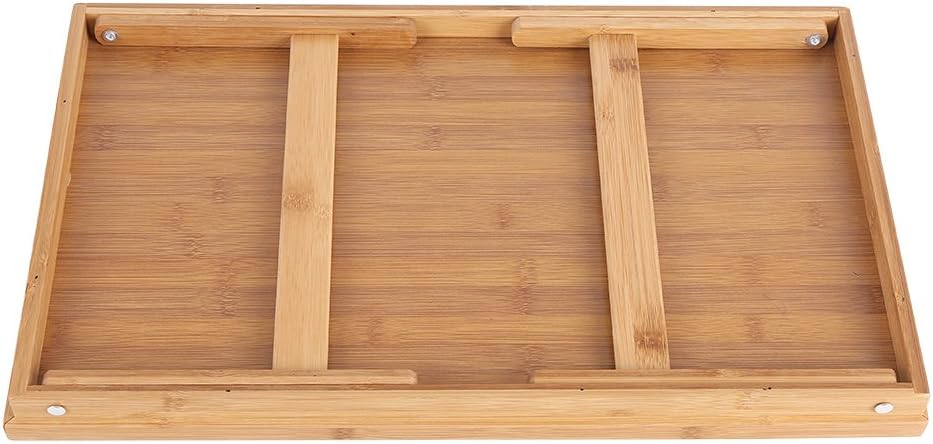 Dioche Betttablett aus Bambusholz, mit Griffen und abschliessbaren Beinen, erhöhter Rand, Frühstücks