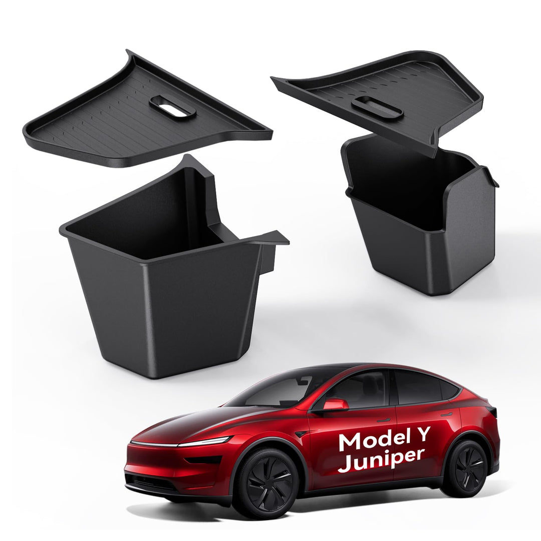 Kofferraum-Organizer für Tesla Model Y Juniper 2025 2026 2er Set mit Deckel – Wasserdicht, 1:1 Passf
