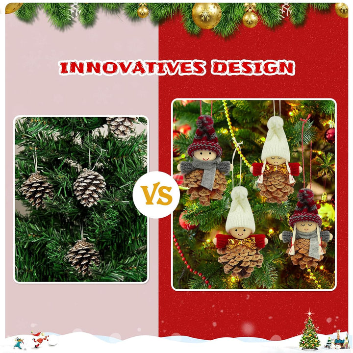 Wichtel Klein Weihnachtsbaumschmuck,8 Stück Tannenzapfen Weihnachtsbaum Anhänger,Weihnachtswichtel K