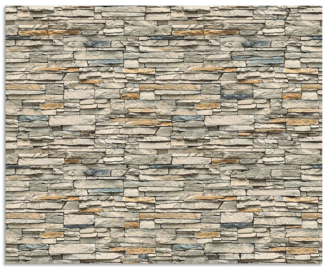 ARTland Spritzschutz Küche aus Alu für Herd Spüle 80x65 cm (BxH) Küchenrückwand mit Motiv Steinwand