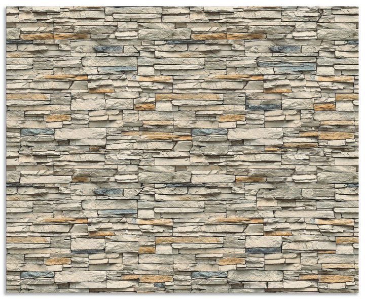 ARTland Spritzschutz Küche aus Alu für Herd Spüle 80x65 cm (BxH) Küchenrückwand mit Motiv Steinwand
