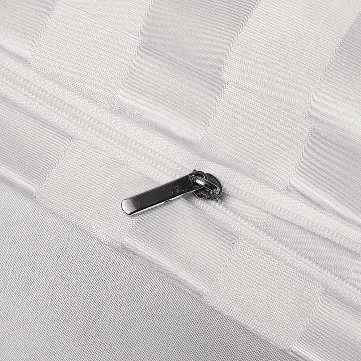 Damier Bettwäsche 200x200 Weiss Satin Seidig Bettbezug Set 3 teilig Luxus Glanzsatin gestreift Decke