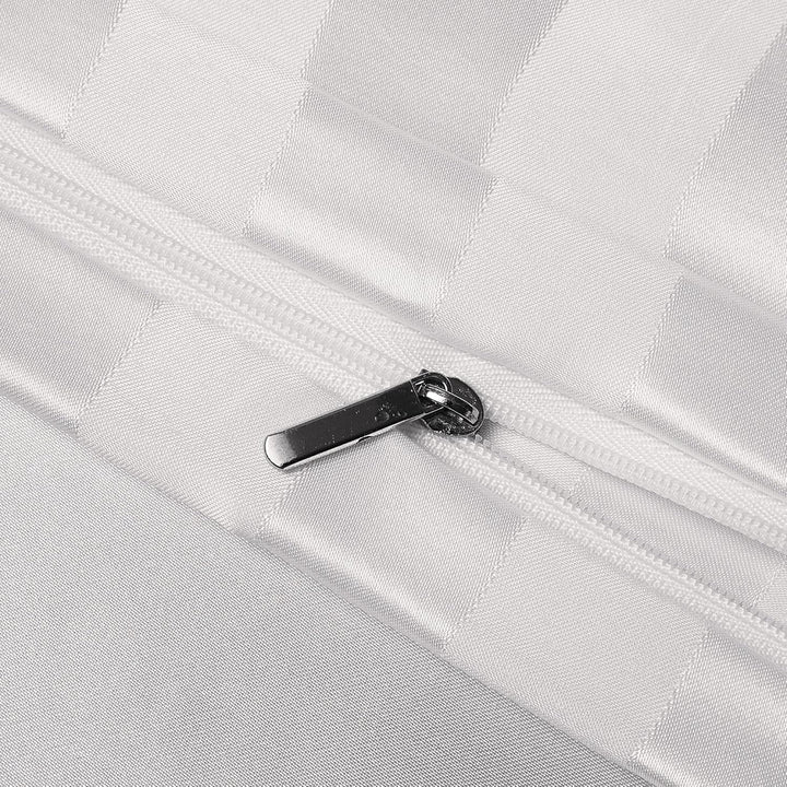 Damier Satin Bettwäsche 155x220 Weiss glatt gestreift Bettbezug Set 2 teilig Luxus Glanzsatin Decken