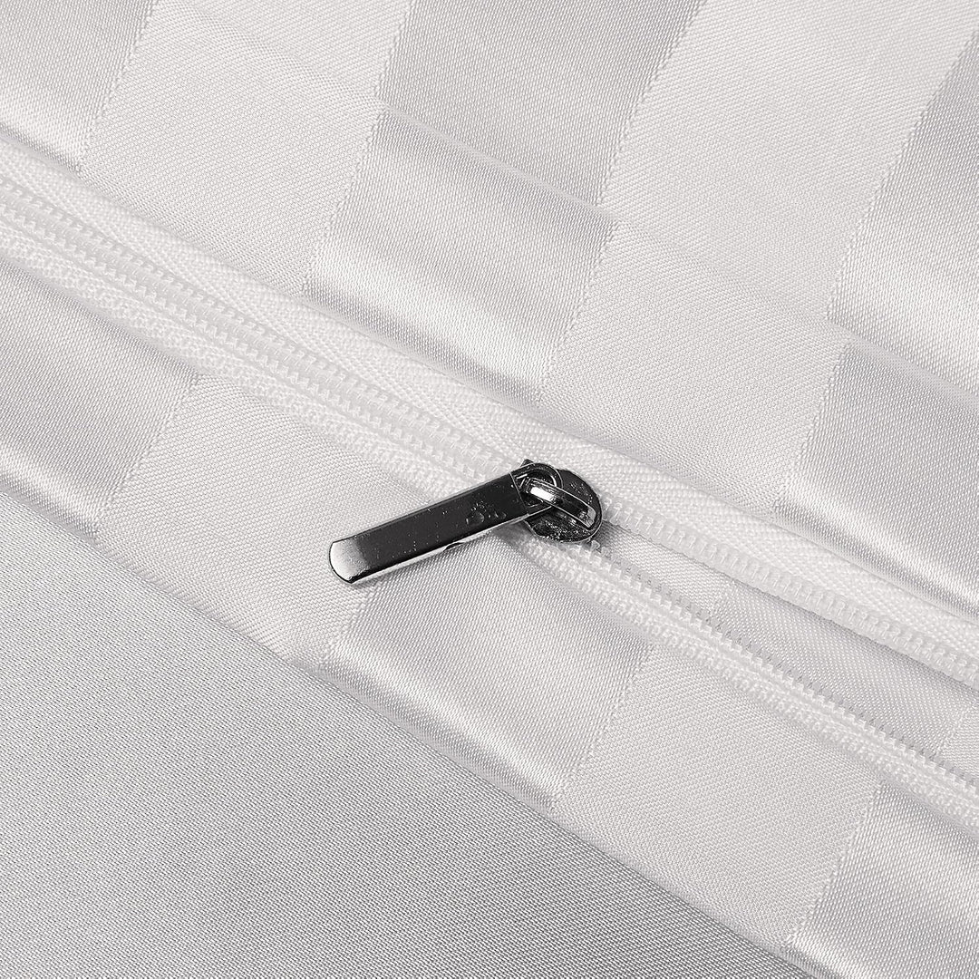 Damier Satin Bettwäsche 200x220 Weiss Seidig Bettbezug Set 3 teilig Luxus Glanzsatin gestreift Decke