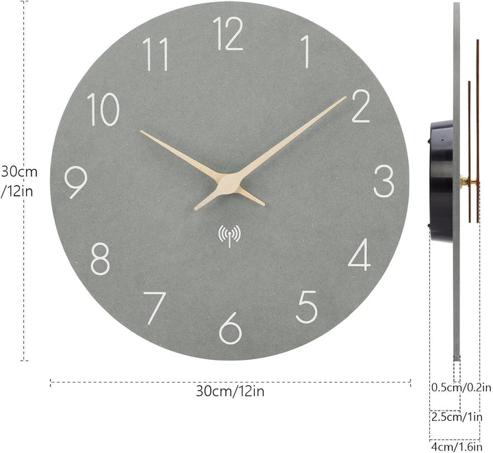 Funkuhr Wanduhr MDF Holz Wanduhr Ohne TickgeräUsche Lautlos 30cm Quarz Batterie Gross Einfach zu Les