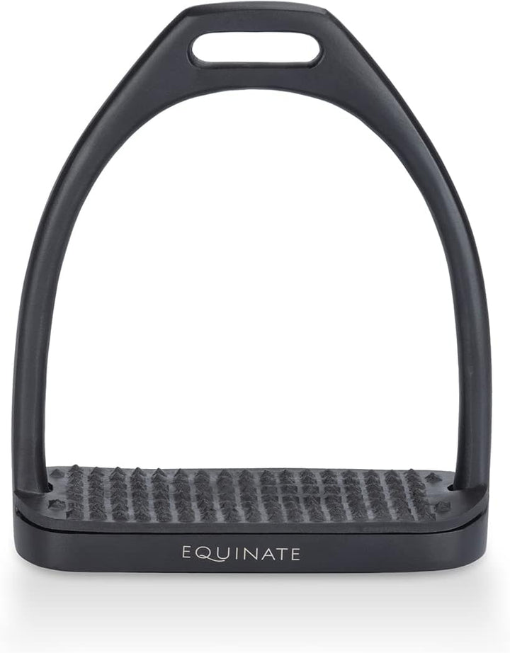 Equinate Steigbügel Midway 10cm Schwarz Matt - Mit Anti-Rutsch Trittfläche aus Gummi - Für Erwachsen