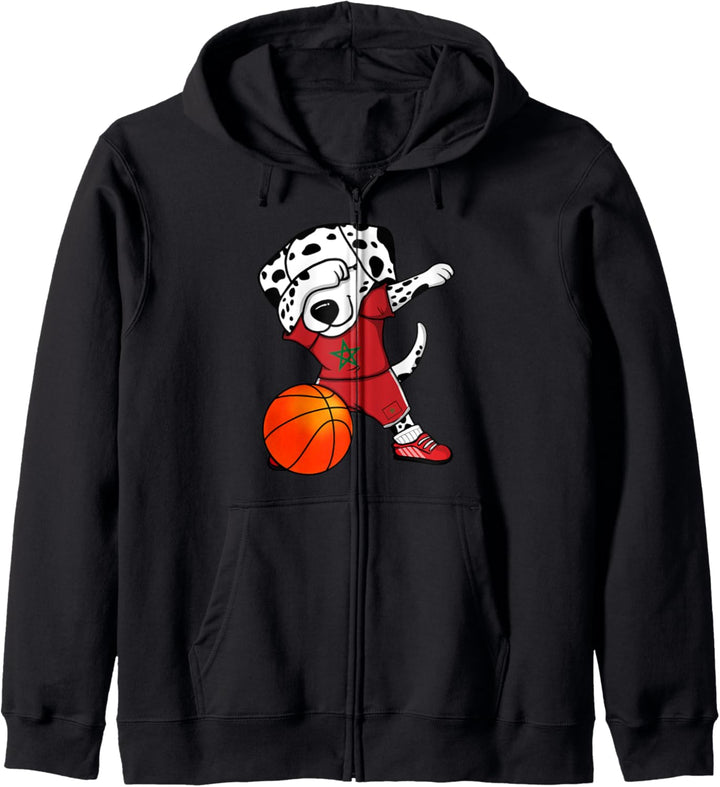 Dabbing Dalmatiner Marokko Basketball Marokkanische Flagge Kapuzenjacke