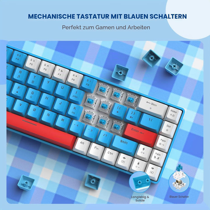 YINDIAO T8 60% Gaming-Tastatur,68 Tasten,Kompakte,Kabelgebundene,Mechanische Mini-Tastatur mit 18 Ch