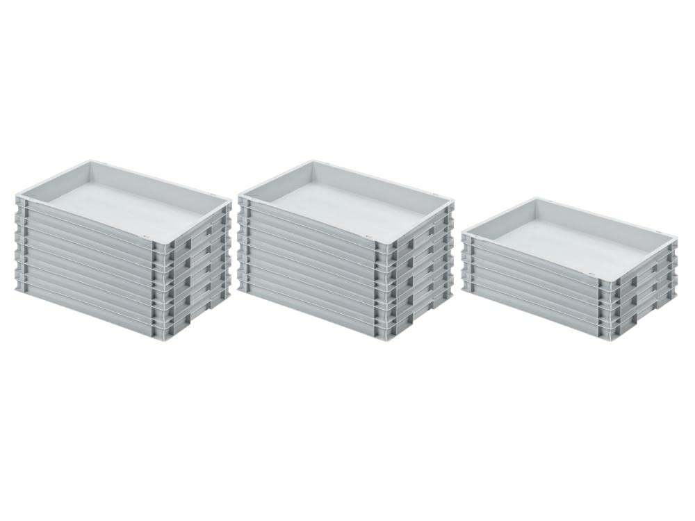 SuperSparSet 13x Eurobehälter mit geschlossenem Griff | HxBxT 7,5x40x60cm | 15 Liter | Grau | Eurobo