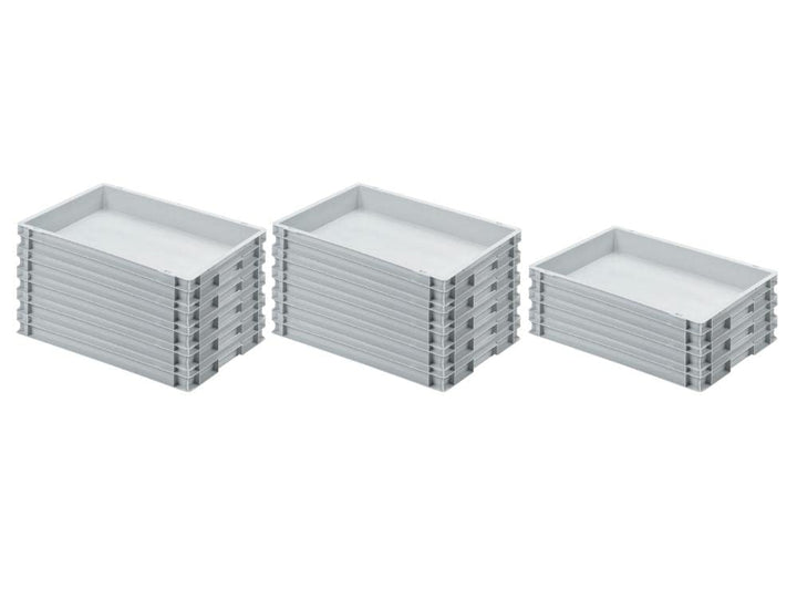 SuperSparSet 13x Eurobehälter mit geschlossenem Griff | HxBxT 7,5x40x60cm | 15 Liter | Grau | Eurobo