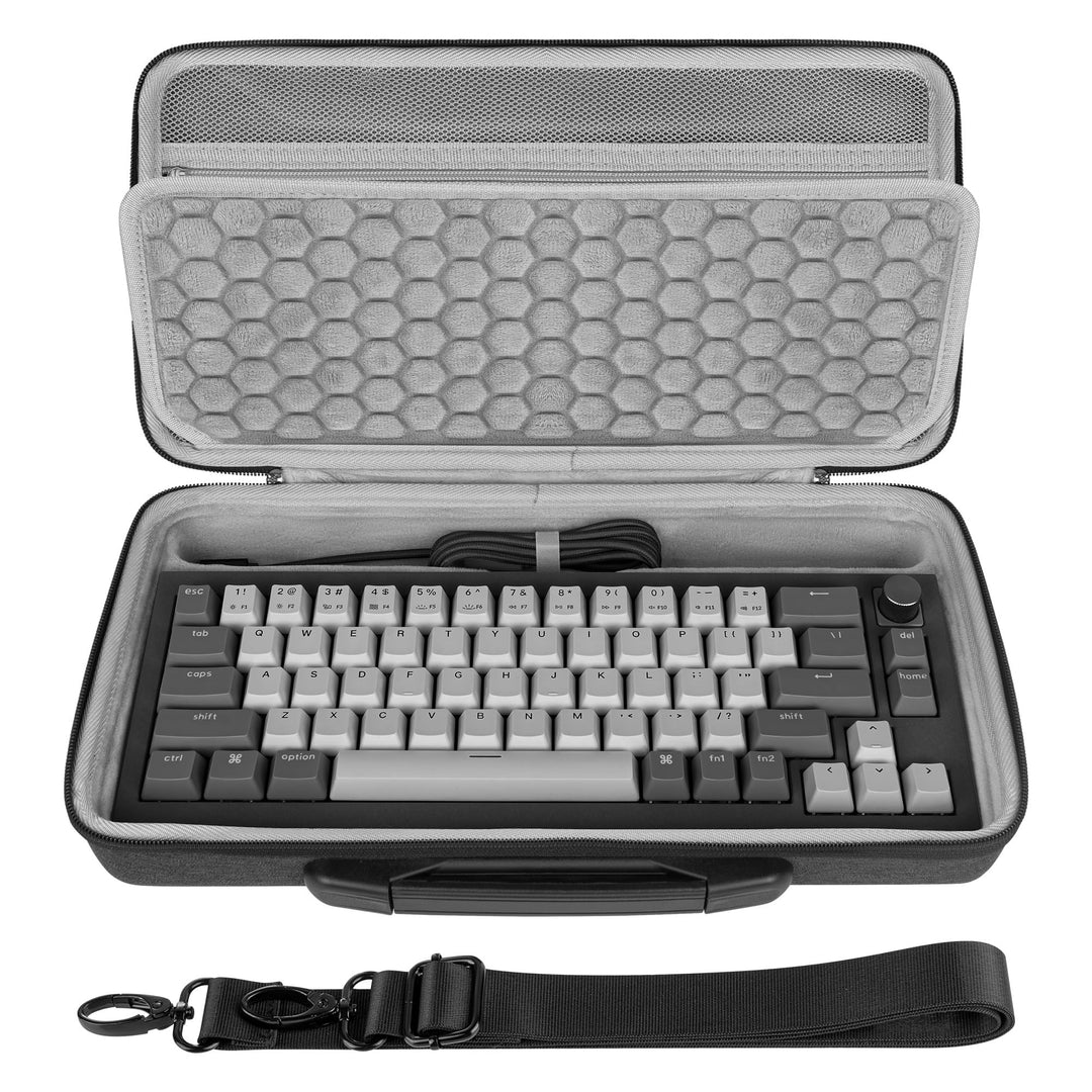 GEEKRIA 65% Tastatur-Tragetasche, Hartschalen-Reisetasche für kompakte 68-Tasten-Tastatur mit Knopf,